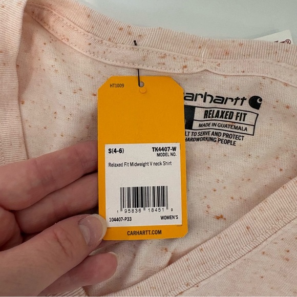 NWT Carhartt Women's Relaxed Fit Midweight V Neck Long Sleeve Shirt S - Picture 5 of 7